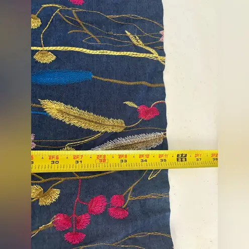 London Times Chambray Dress Embroidered Flowers Floral Off the Shoulder 493