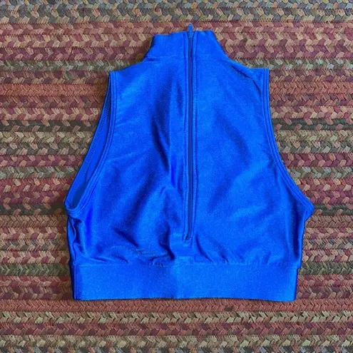 American Vintage VTG COBALT BLUE MOCK NECK CROP TANK