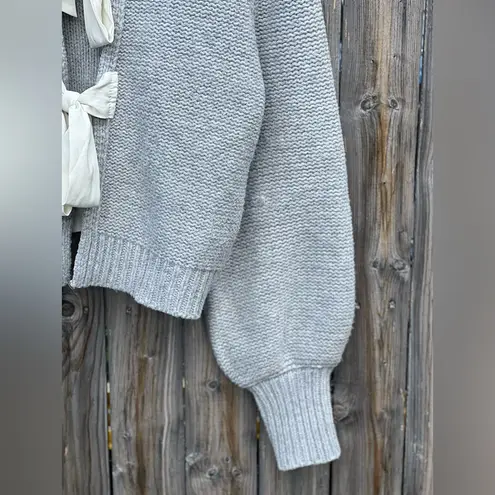 COMMENSE Crew Neck Bow Knit Top Gray Size M