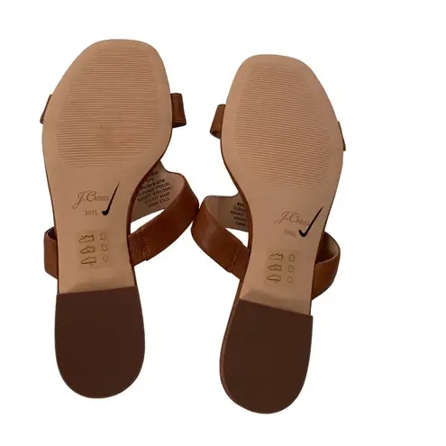 J.Crew  Leather Hazel Cutout Flat Sandals Rich Oak Size 10.5 NWT