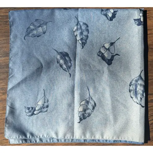 Vintage Polyester Scarf Blue Leaf Design Made in Italy 26.5 inch Square