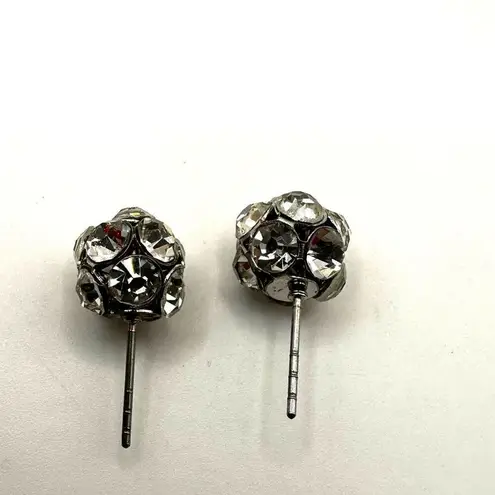 Rhinestone disco ball post earrings Silver