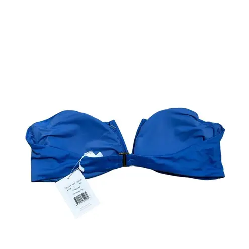 ANDIE NWT Swim The Scala Top Sleeveless Strapless V Neck Blue Bikini Large