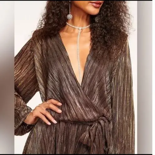 Ramy Brook Multicolor Metallic A-Line Long Sleeves Elise Vincy Dress Size Small