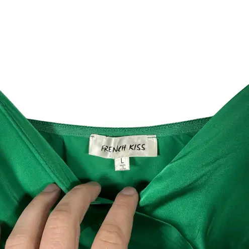 French Kiss Y2K Women’s Satin Babydoll Cami Blouse in Green Size L