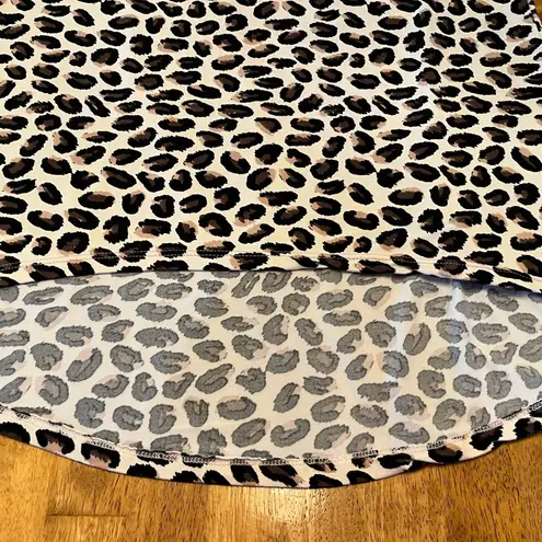 Cozy Couture Leopard Cheetah Print High Low Tank Top Shirt Women’s Medium Black