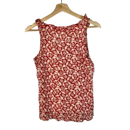 Old Navy  Red & White Floral Ruffle Neck Tank Top M