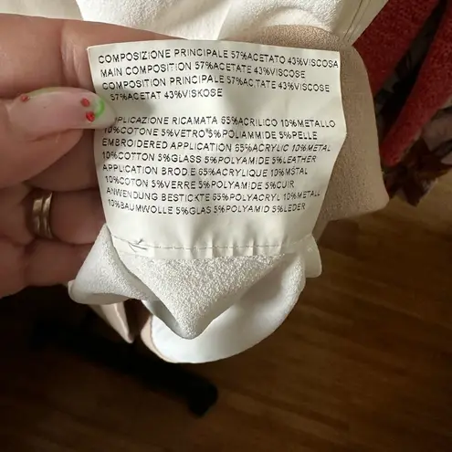 Piazza Sempione SPA EMBELLISHED COLORBLOCK WHITE TAN SLEEVELESS TOP 2