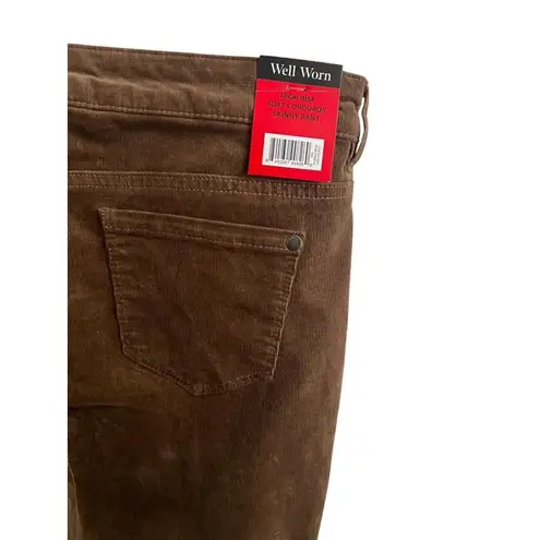 Well Worn Pants Womens Size 8 Brown Corduroy High Rise Skinny Soft Slim