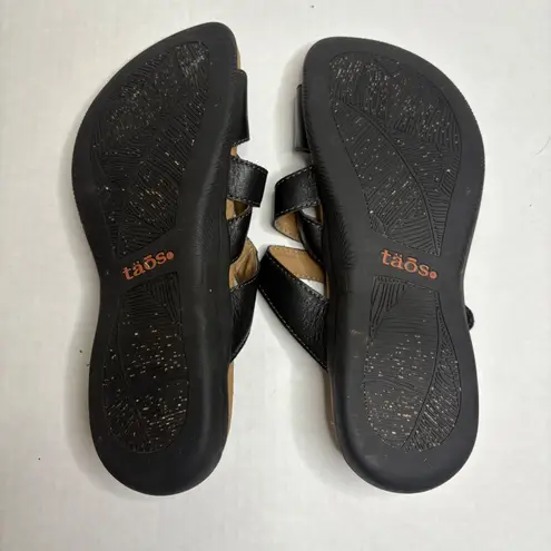 TAOS Leather Adjustable Strap Comfort Sandals Slides Women's Size 7 Black