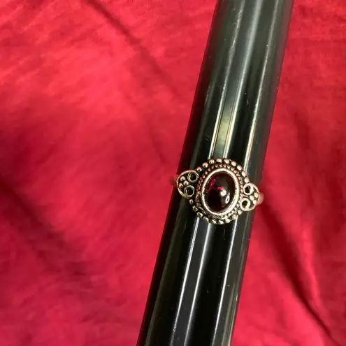 Elegant Silver over Brass and Ruby Gemstone Ring