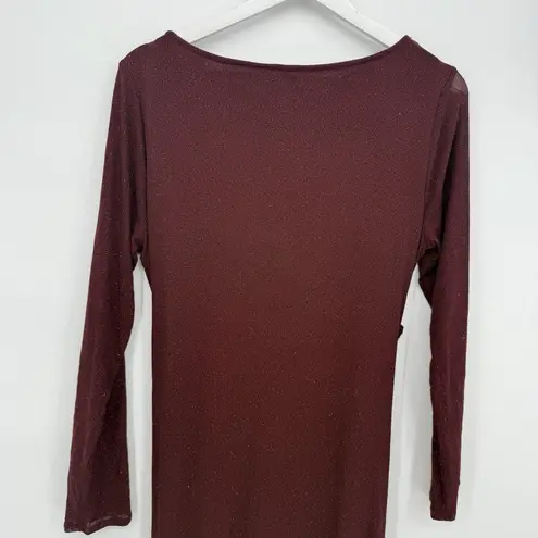 Lovely Grace Burgundy Sparkle Formal Dress Long Sleeve Size Large Brown