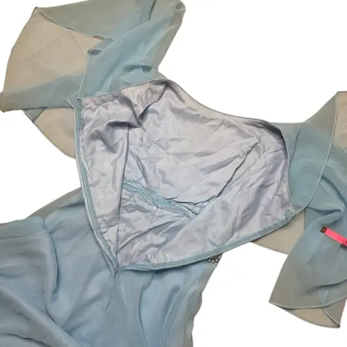 60s 70s Vintage Sky Blue Full Length Cape Gown Small Size 6