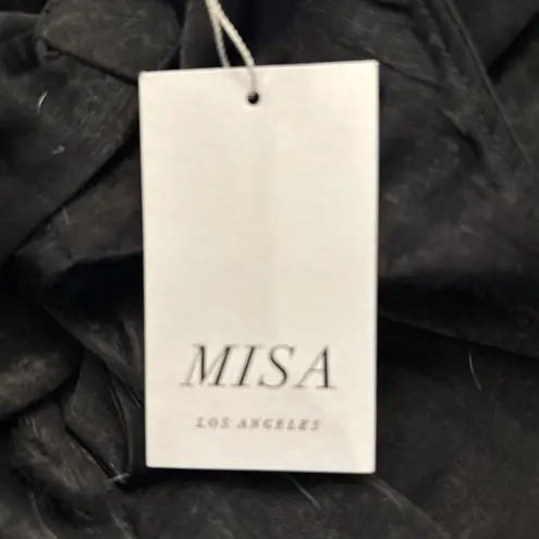 USA Made MISA Black Satin Special Occasion Backless Jumpsuit Wide Leg Sandra