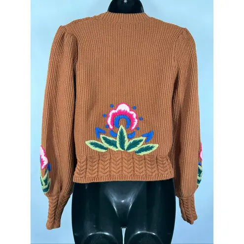 Allison New York NATALIA CARDIGAN front button knit floral size extra small NWOT Orange