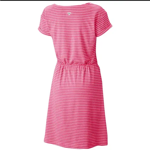 Columbia “Reel Beauty ll” dress Large pink white stripe Omni