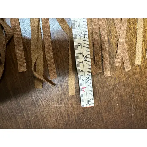 American Indian Fringe Vest Costume Indie Hippie Festival Western Cowgirl Medium Brown