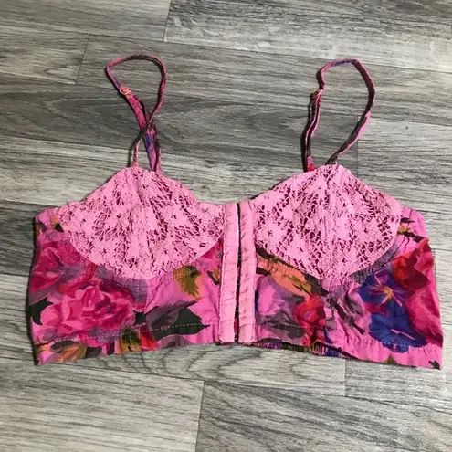 Pins & Needles Pink Floral Crochet Bandeau; medium