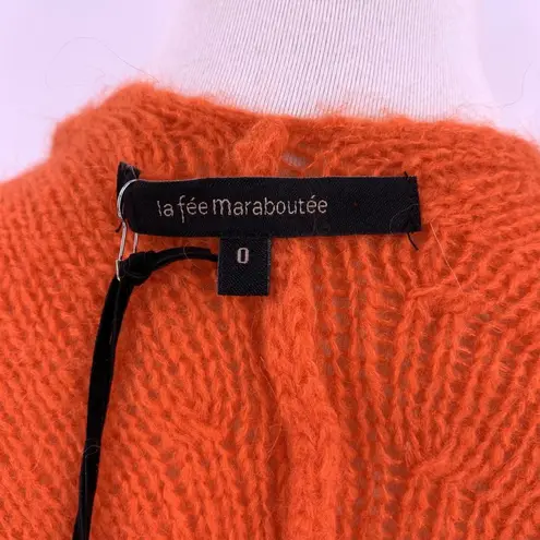 NWT La Fee Maraboutee Flame Orange Mohair Cocoon Cardigan Sweater Size 1/S