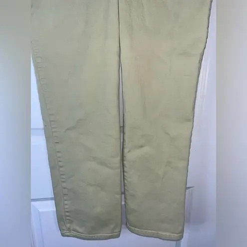 Gloria Vanderbilt Cotton Spandex Amanda Yellow Splashy Logo Pockets Pants Sz 12