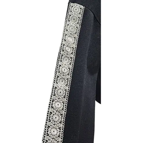 Flora Black Long Sleeve Sweatshirt with Lace Trim Detail