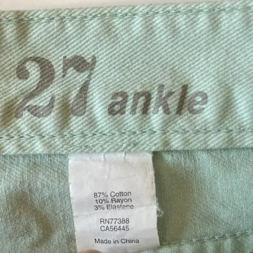 J.Crew  Mint Green Toothpick Skinny Ankle Jeans Size 27