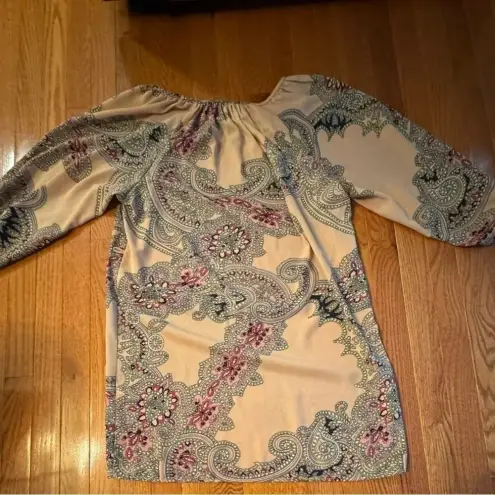 Forever 21  women’s‎ contemporary peach floral boho bell sleeve mini dress medium