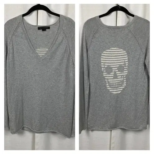 Skull Cashmere Gray Cashmere Blend Skull Print Sweater Sz.S