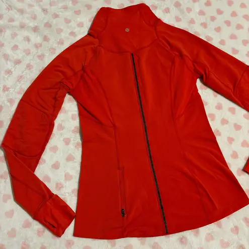 Lululemon run toasty tech half zip pullover jacket love red size 8