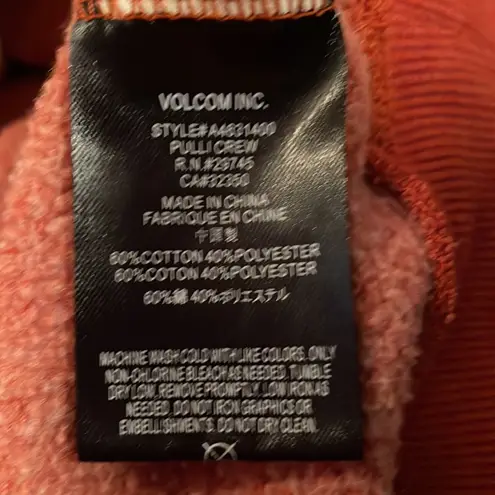 Volcom Orange Women’s Long Sleeve Round Neck Sweatshirt Size Medium