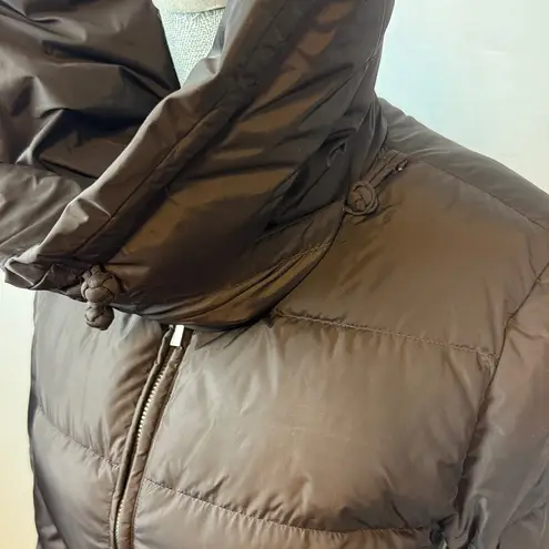 ADD Down Women's Sz 4 Brown Belted Puffer Oversized Shawl Pillow Hood Goose Down
