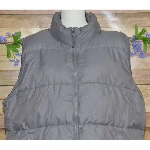 Heat Keep Ladies Gray Sleeveless Quilted Puffer Jacket Size XXL Pocket Insulated