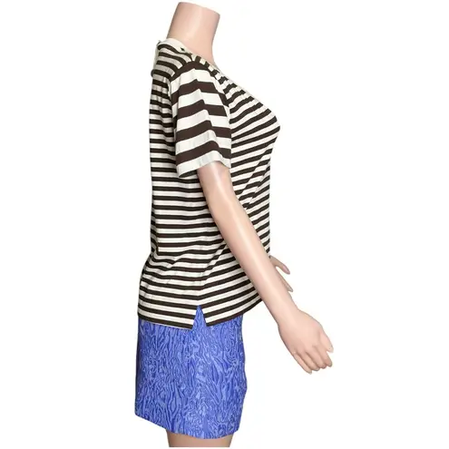 Ganni Striped Software V-Neck Shirt, Mole, XS