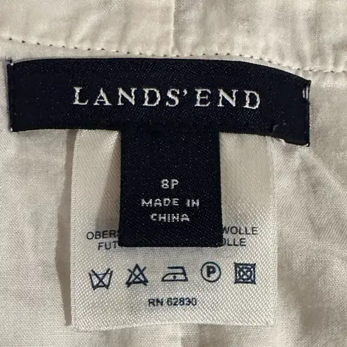 Lands End skirt white brown floral embroidered