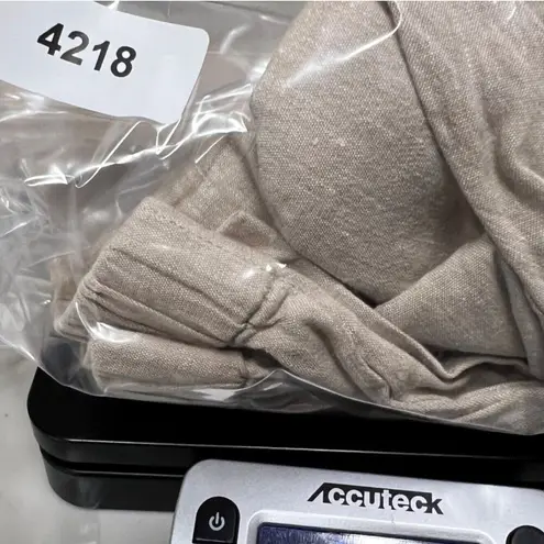 J Jill Linen Stretch Pants Women M Beige Crop Button Hem Coastal Resort Breezy Size M