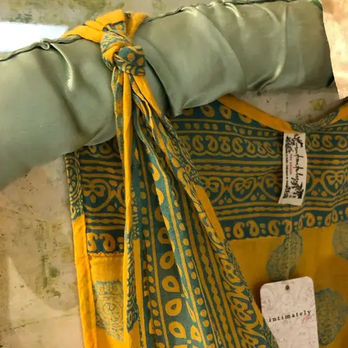 Free People Intimately Soul Of The Sun Bodysuit M Yellow Green Tassels Boho Chic