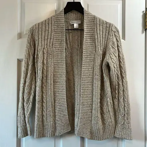 Christopher & Banks Creme Speckled Open Front Cardigan - Size Small