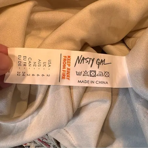 NWT Nasty Gal Floral V Neck Playing for Flower hi Low Midi Dress Size 2 Blue