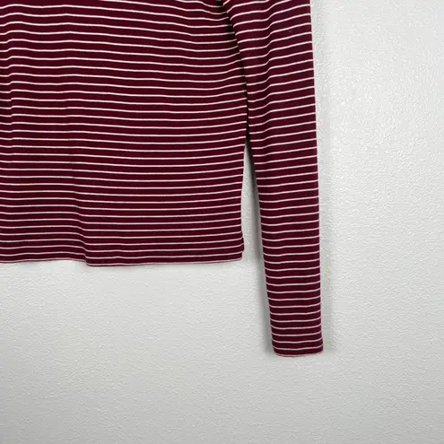 Marine layer Women's Striped Long Sleeve Tee Maroon Sz M