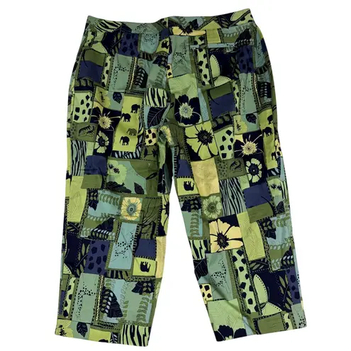 Bette&Court Apple Green Patchwork Capri Pants Size 18 NWT Resort Garden Print