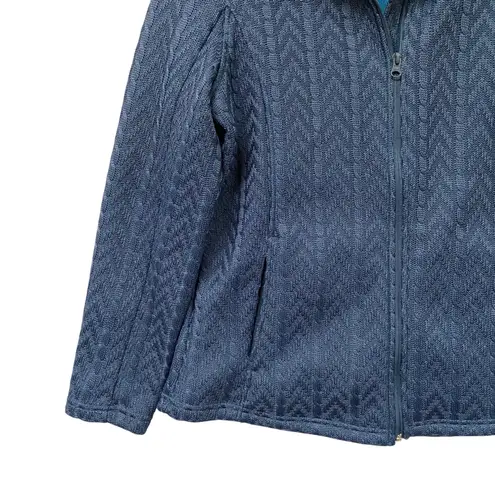 Boston Traders Blue Chevron Knit Full Zip Lined Jacket Womens Size L Outerwear