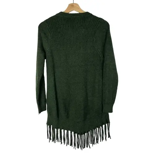 Jon & anna Pine Green Crewneck Fringe Hem Sweater S