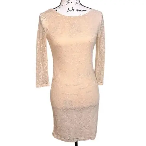 Urban Outfitters Pins and Needles Cream Lace Bodycon Dress S Bridal Mini