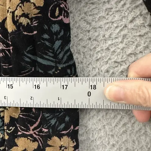 Unbranded Quilted Velour Floral Print Jacket Mandarin Dark Boho Flower Women's S Black