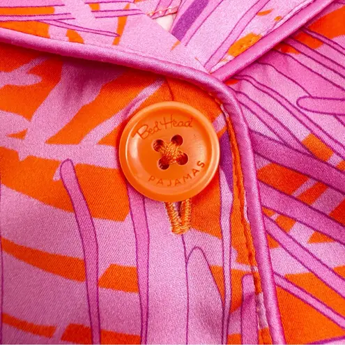 BedHead PJ’s X Trina Turk Floral Tropical Print Silk Satin Pajama Set Fuji Mums Pink Size 3X