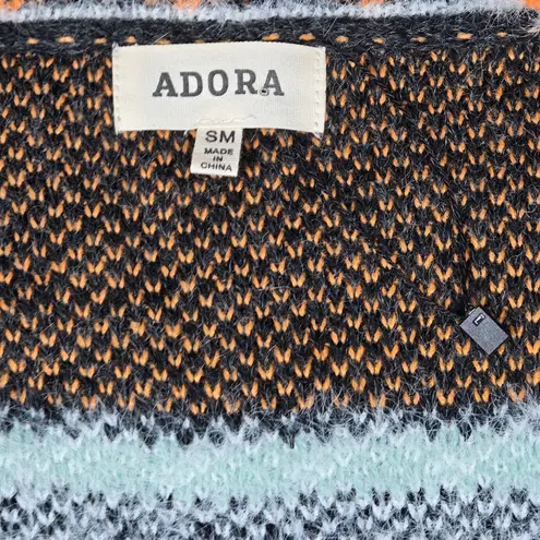 ADORA Womens Aztec Western Print Open Front Cardigan Sweater Tassels SM Oversize Black Size undefined