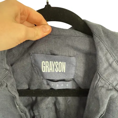 Grayson Frank Eileen The Artist Short Sleeve Popover Shirt Blue Linen Women 2 Sm