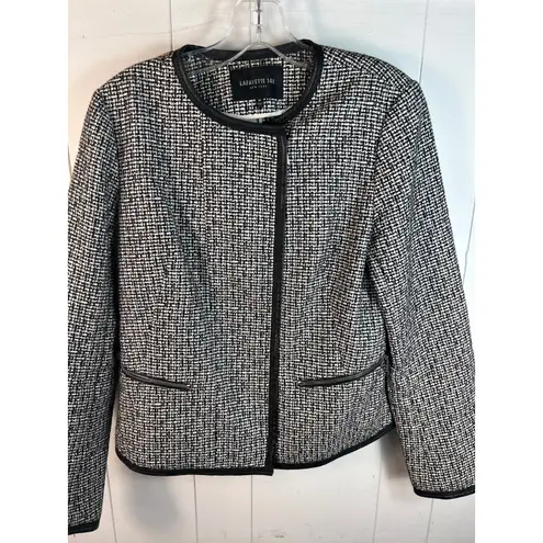Lafayette 148 New York Black Multi Caridee Weave Blazer Black/white Size M
