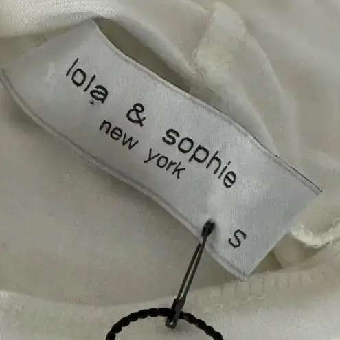 NWT Lola & Sophie Designer Blouse Knit White Turtle Neck Long Sleeve Small