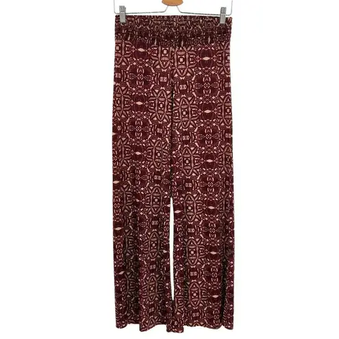 Onzie Palazzo Pant Bordeaux Geometric Print Size Small / Medium